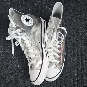 Converse Silver Metallic Shoes Size 9 NWOT